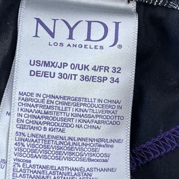 NYDJ Black Striped Linen Blend Trouser Pants Sz 0 - Picture 5 of 13